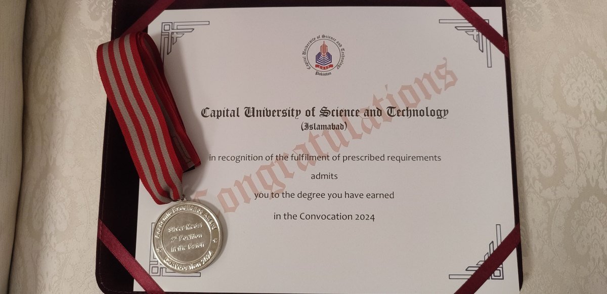 The Silver Medal, Academic Excellence Award, 2nd position in the batch, Convocation 2024