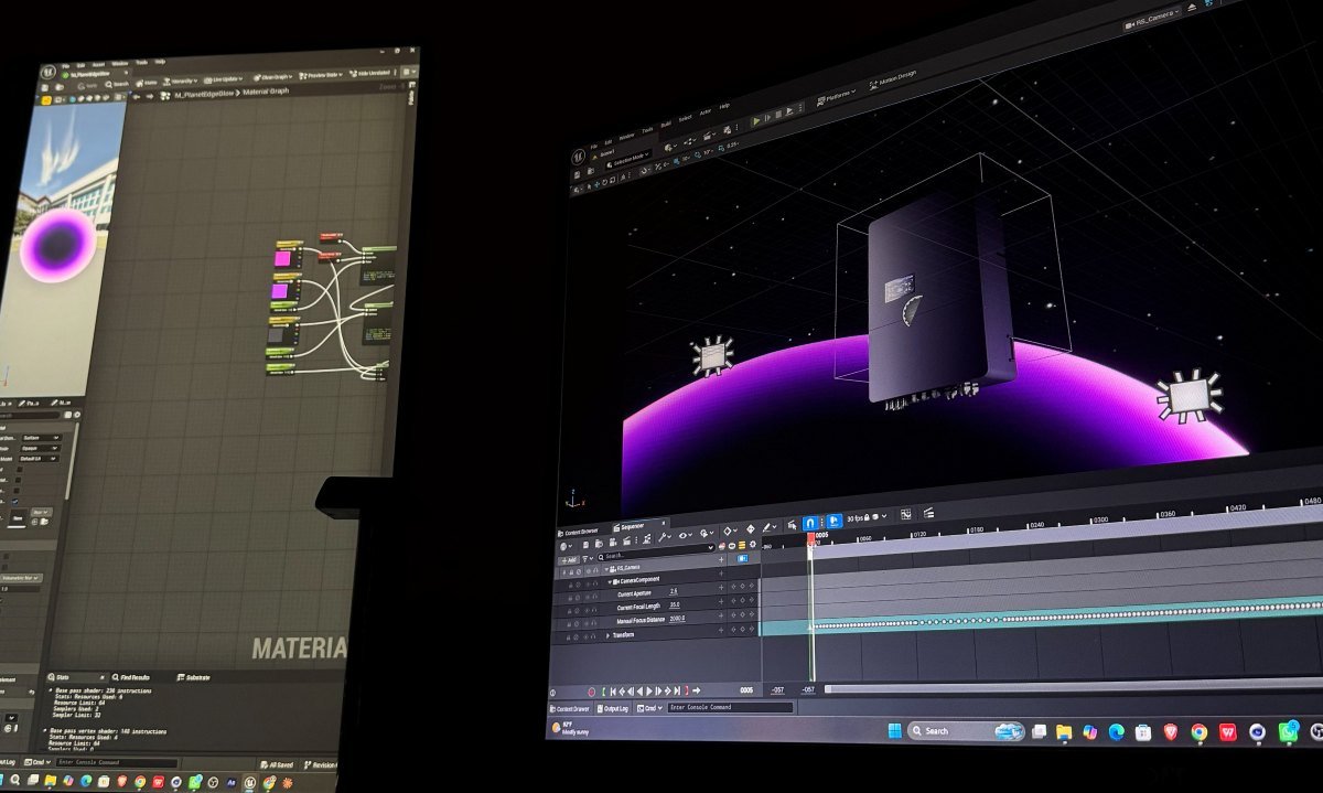 Real-time work in Unreal Engine: material graph and a lit product scene